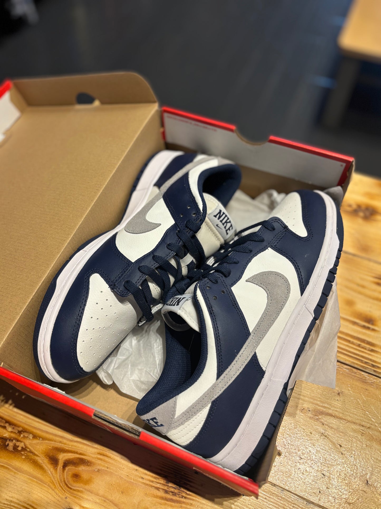 Nike dunk low “summit white midnight navy”/size 11.5