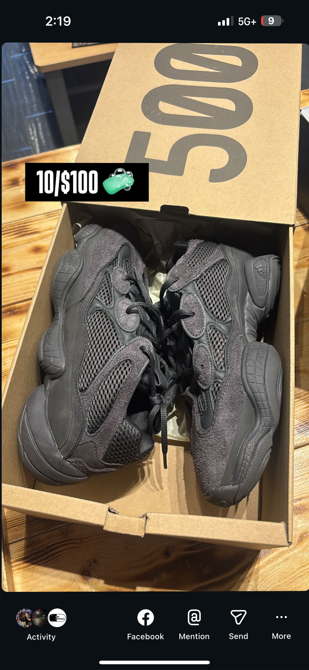 Yeezy 500 “utility black”/size 10
